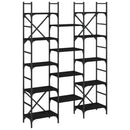 vidaXL fekete szerelt fa könyvespolc 127,5x28,5x172,5 cm