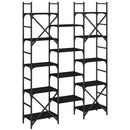 vidaXL fekete szerelt fa könyvespolc 127,5x28,5x172,5 cm