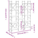 vidaXL fekete szerelt fa könyvespolc 127,5x28,5x172,5 cm