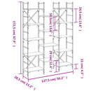 vidaXL szürke sonoma színű szerelt fa könyvespolc 127,5x28,5x172,5 cm