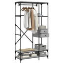 vidaXL szürke sonoma szerelt fa ruhásszekrény fiókokkal 100x40x180 cm