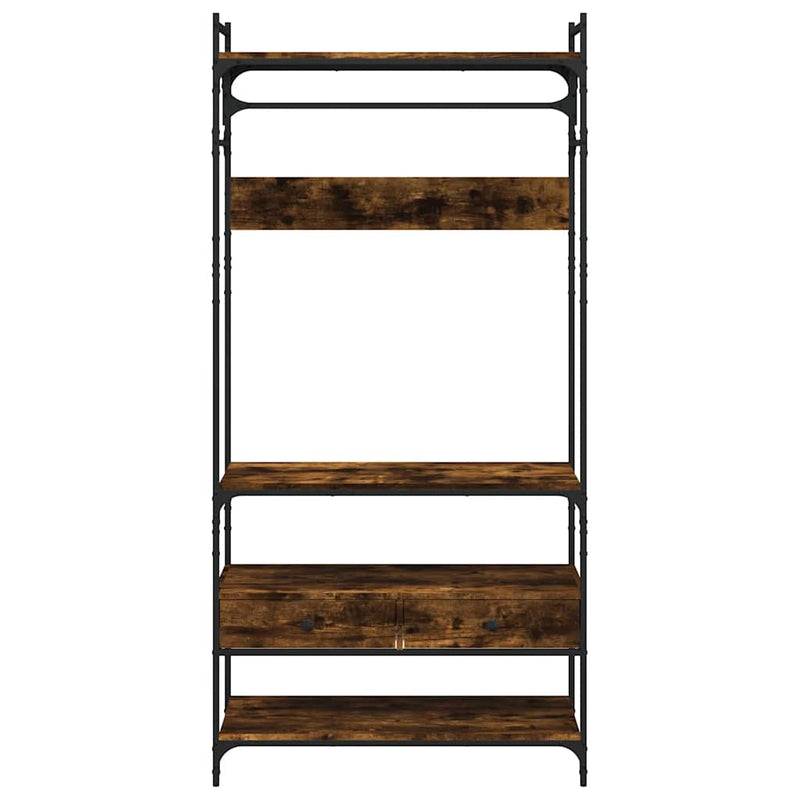 vidaXL füstös tölgy szerelt fa ruhásszekrény fiókokkal 89x39x184,5 cm