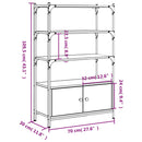 vidaXL 3 szintes füstös tölgy szerelt fa könyvespolc 70x30x109,5 cm