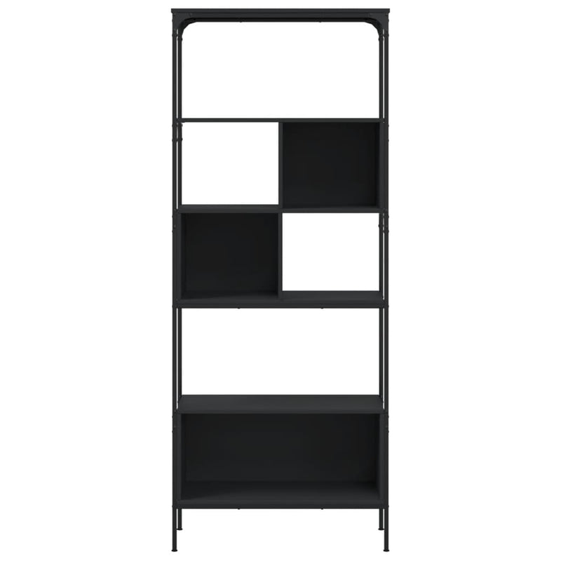 vidaXL 5 szintes fekete szerelt fa könyvespolc 76 x 33 x 188,5 cm