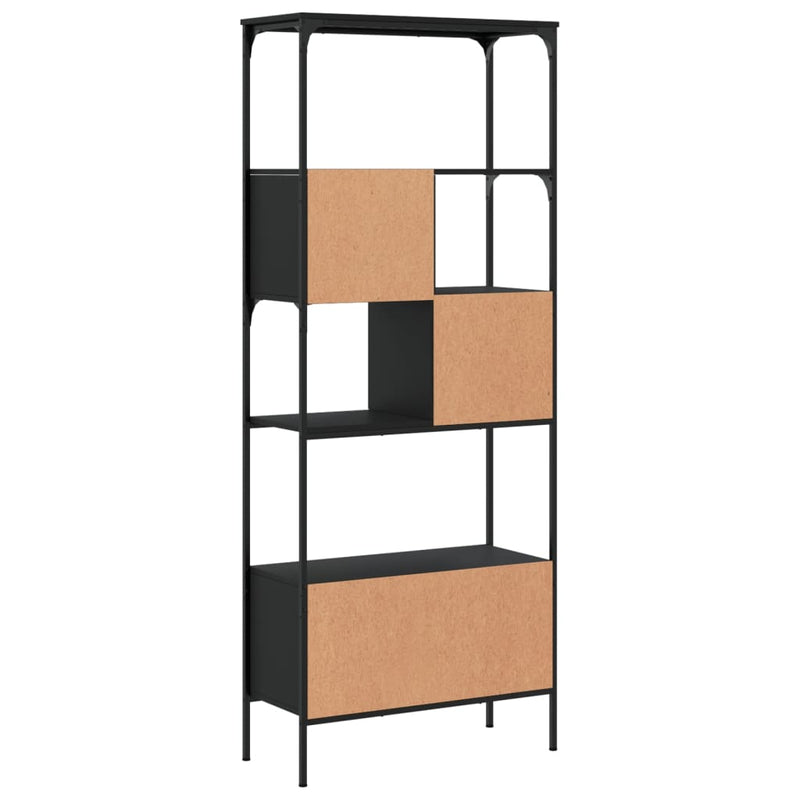 vidaXL 5 szintes fekete szerelt fa könyvespolc 76 x 33 x 188,5 cm