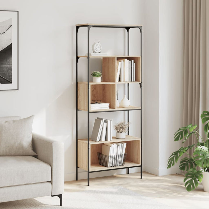 vidaXL 5 szintes sonoma tölgy színű fa könyvespolc 76 x 33 x 188,5 cm