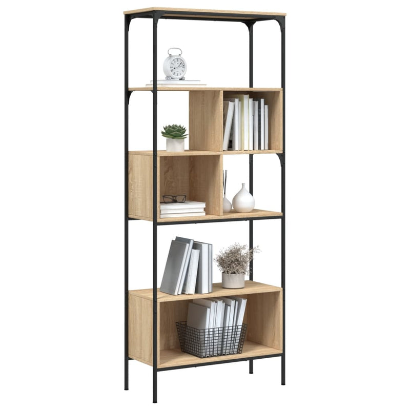 vidaXL 5 szintes sonoma tölgy színű fa könyvespolc 76 x 33 x 188,5 cm