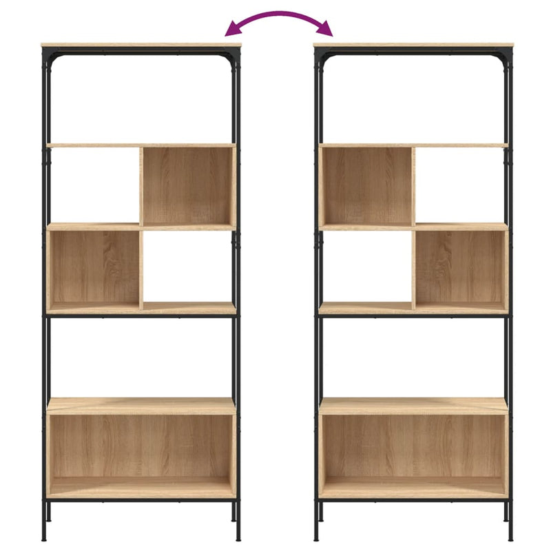 vidaXL 5 szintes sonoma tölgy színű fa könyvespolc 76 x 33 x 188,5 cm