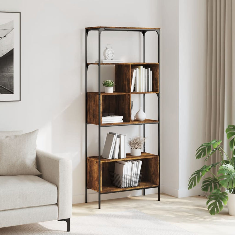 vidaXL 5 szintes füstös tölgy szerelt fa könyvespolc 76x33x188,5 cm