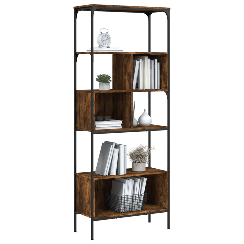 vidaXL 5 szintes füstös tölgy szerelt fa könyvespolc 76x33x188,5 cm