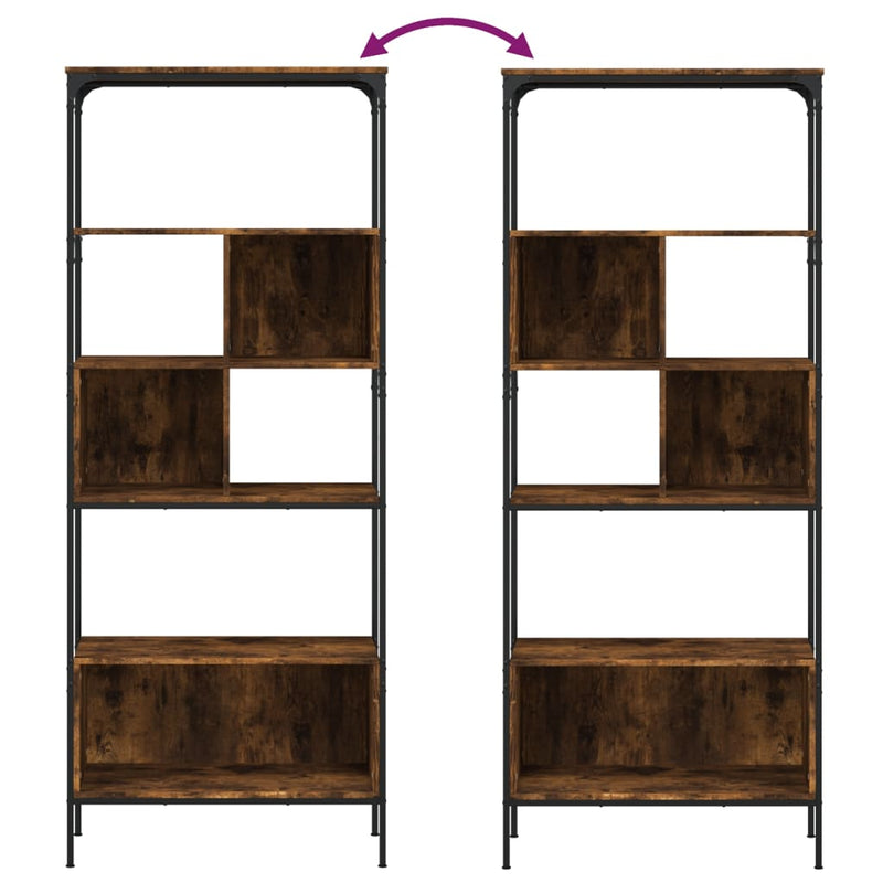 vidaXL 5 szintes füstös tölgy szerelt fa könyvespolc 76x33x188,5 cm