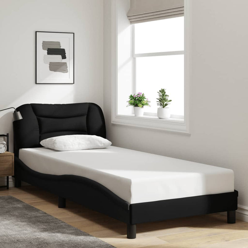 vidaXL ágykeret matrac nélkül Hvar fekete 90x200 cm szövet