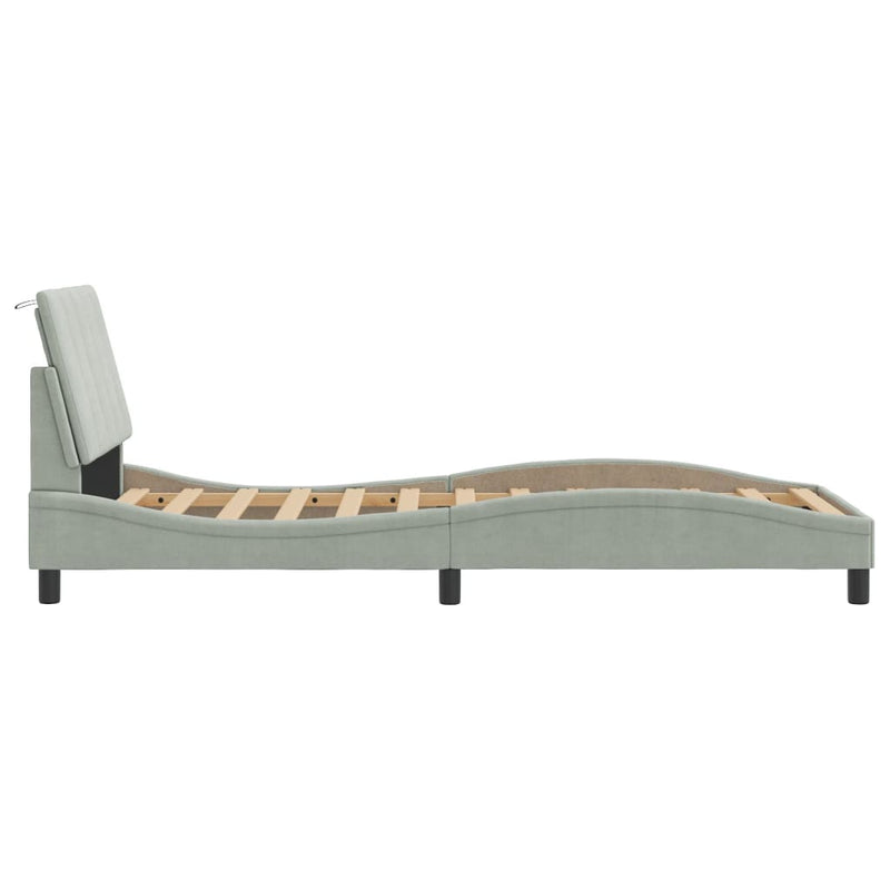 vidaXL világosszürke bársony ágykeret matrac nélkül Hanko 90x190 cm