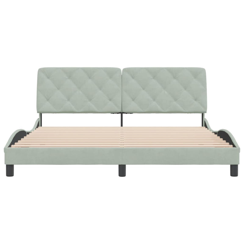 vidaXL világosszürke bársony ágykeret matrac nélkül 180 x 200 cm