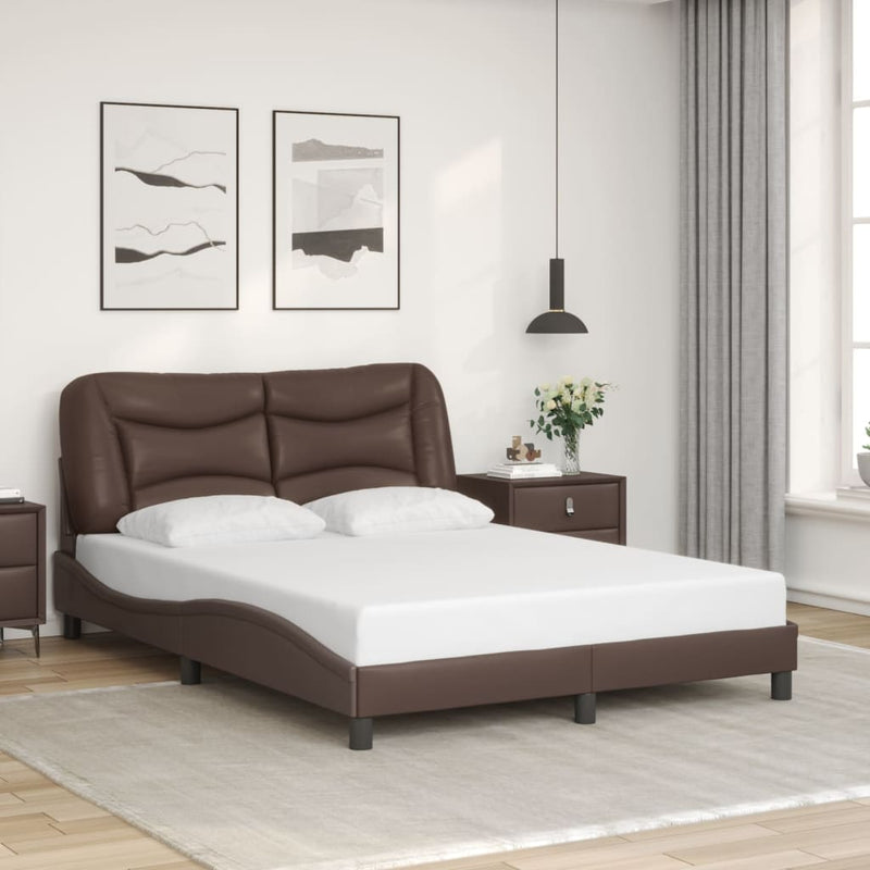 vidaXL barna műbőr ágykeret fejtámlával 120 x 200 cm