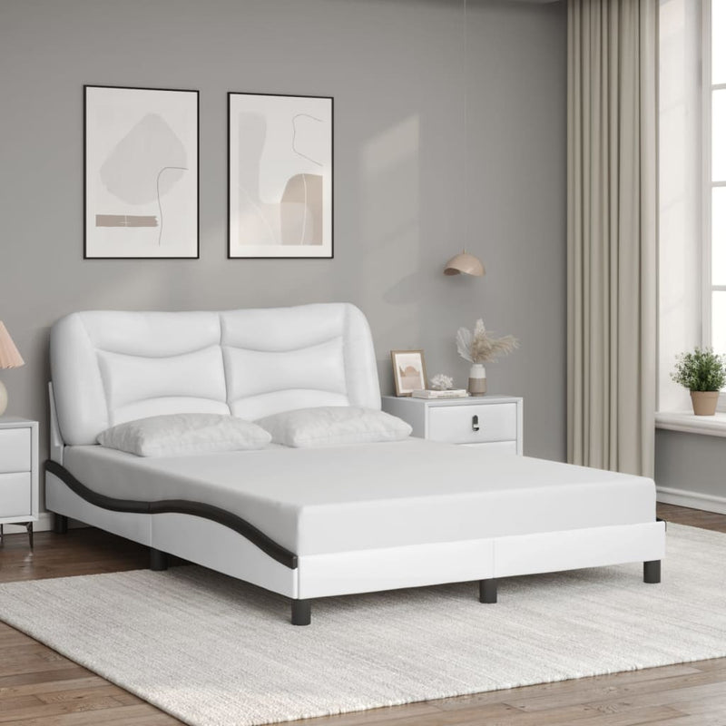 vidaXL fehér és fekete műbőr ágykeret matrac nélkül Hvar 120 x 200 cm