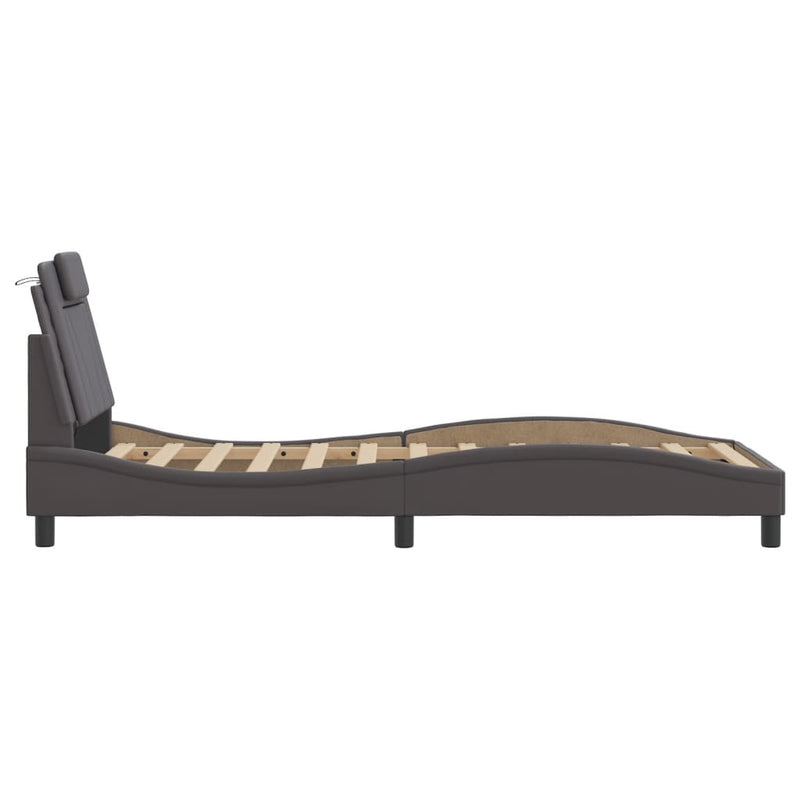 vidaXL szürke műbőr ágykeret Viana matrac nélkül 80 x 200 cm