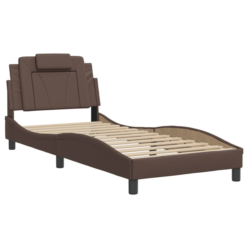 vidaXL barna műbőr ágykeret Viana matrac nélkül 90 x 200 cm