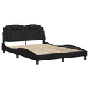 vidaXL fekete műbőr ágykeret Viana matrac nélkül 140 x 190 cm