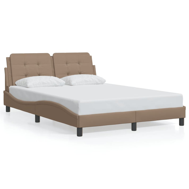 vidaXL cappuccino színű műbőr ágykeret fejtámlával 120x200 cm