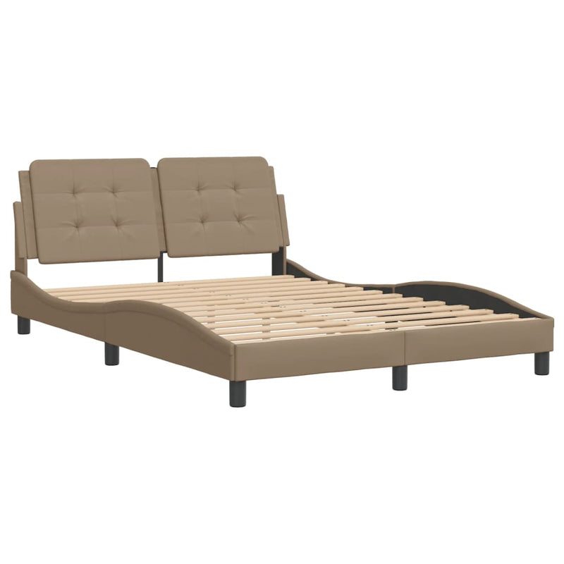 vidaXL cappuccino színű műbőr ágykeret fejtámlával 120x200 cm