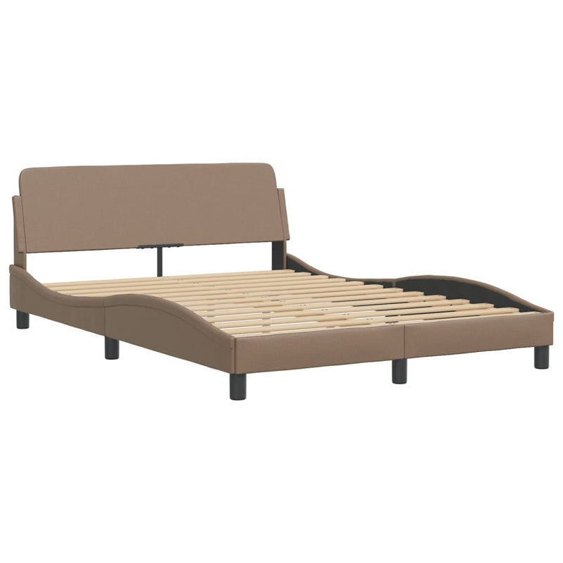 vidaXL cappuccino színű műbőr ágykeret fejtámlával 120x200 cm