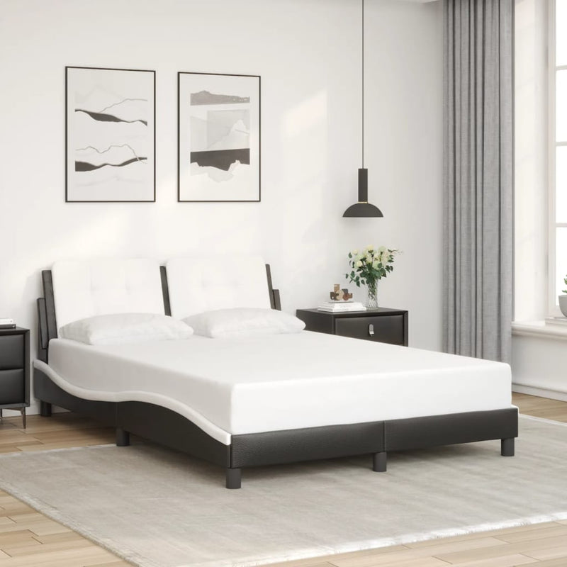 vidaXL fekete és fehér műbőr ágykeret matrac nélkül Zadar 120 x 200 cm