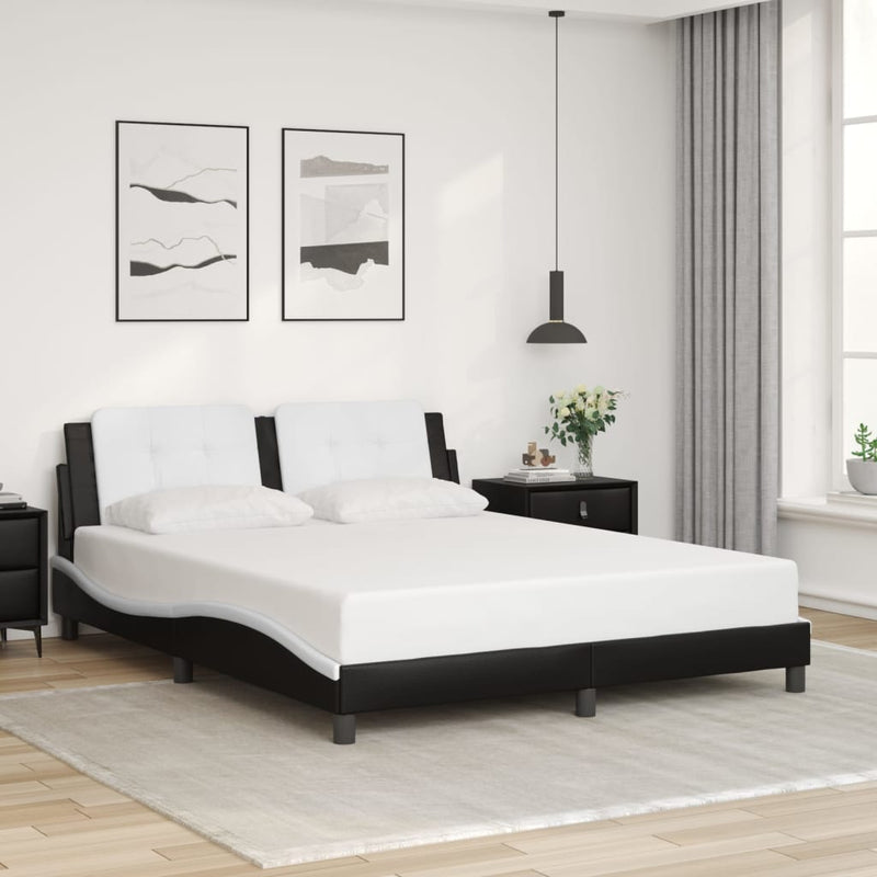 vidaXL fekete és fehér műbőr ágykeret matrac nélkül Zadar 160 x 200 cm