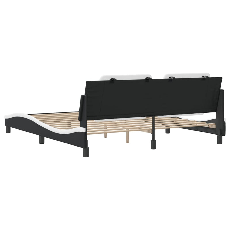 vidaXL fekete és fehér műbőr ágykeret matrac nélkül Zadar 180x200 cm