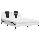 vidaXL fehér és fekete műbőr ágy Viana matraccal 160 x 200 cm