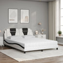vidaXL fehér és fekete műbőr ágy Viana matraccal 160 x 200 cm