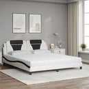 vidaXL fehér és fekete műbőr ágy Viana matraccal 180 x 200 cm