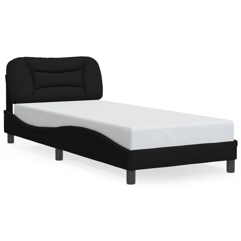 vidaXL fekete szövet ágykeret LED-ekkel matrac nélkül Hvar 90x200 cm