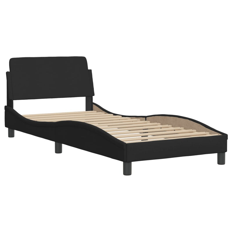 vidaXL fekete szövet ágykeret LED-ekkel matrac nélkül Hvar 90x200 cm