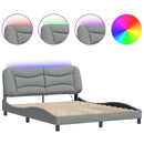 vidaXL világosszürke szövet ágykeret LED-ekkel matrac nélkül Hvar 160 x 200 cm