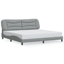 vidaXL világosszürke szövet ágykeret LED-ekkel matrac nélkül Hvar 200 x 200 cm