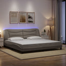 vidaXL tópszínű szövet ágykeret LED-ekkel matrac nélkül Hvar 200 x 200 cm