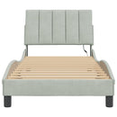 vidaXL világosszürke bársony ágykeret LED-ekkel matrac nélkül Hanko 90 x 190 cm