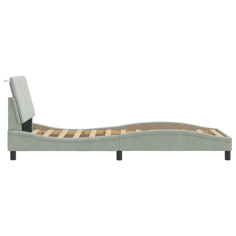 vidaXL világosszürke bársony ágykeret LED-ekkel matrac nélkül Hanko 90 x 190 cm