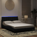vidaXL fekete bársony ágykeret LED-ekkel matrac nélkül Hanko 140 x 190 cm