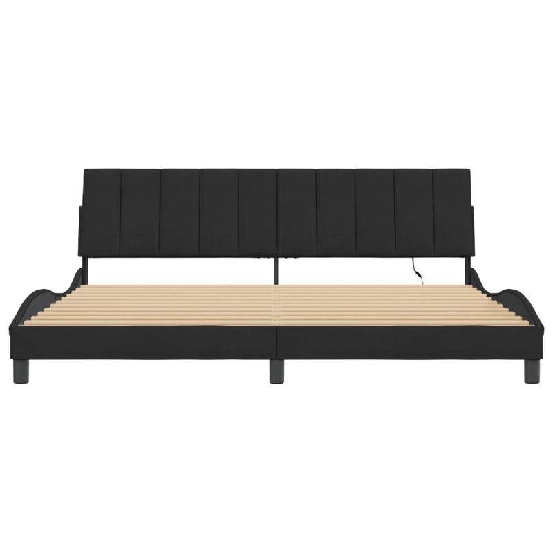 vidaXL fekete bársony ágykeret LED-ekkel matrac nélkül Hanko 200 x 200 cm