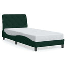vidaXL sötétzöld bársony ágykeret LED-ekkel matrac nélkül 90 x 200 cm