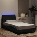 vidaXL fekete bársony ágykeret LED-ekkel matrac nélkül 100 x 200 cm