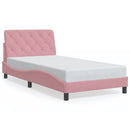 vidaXL rózsaszín bársony ágykeret LED-ekkel matrac nélkül 100 x 200 cm