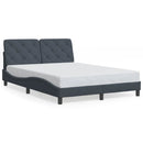 vidaXL sötétszürke bársony ágykeret LED-ekkel matrac nélkül 140 x 190 cm