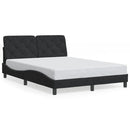 vidaXL fekete bársony ágykeret LED-ekkel matrac nélkül 140 x 190 cm