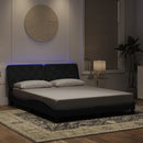 vidaXL fekete bársony ágykeret LED-ekkel matrac nélkül 160 x 200 cm
