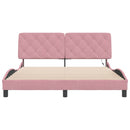 vidaXL rózsaszín bársony ágykeret LED-ekkel matrac nélkül 160 x 200 cm