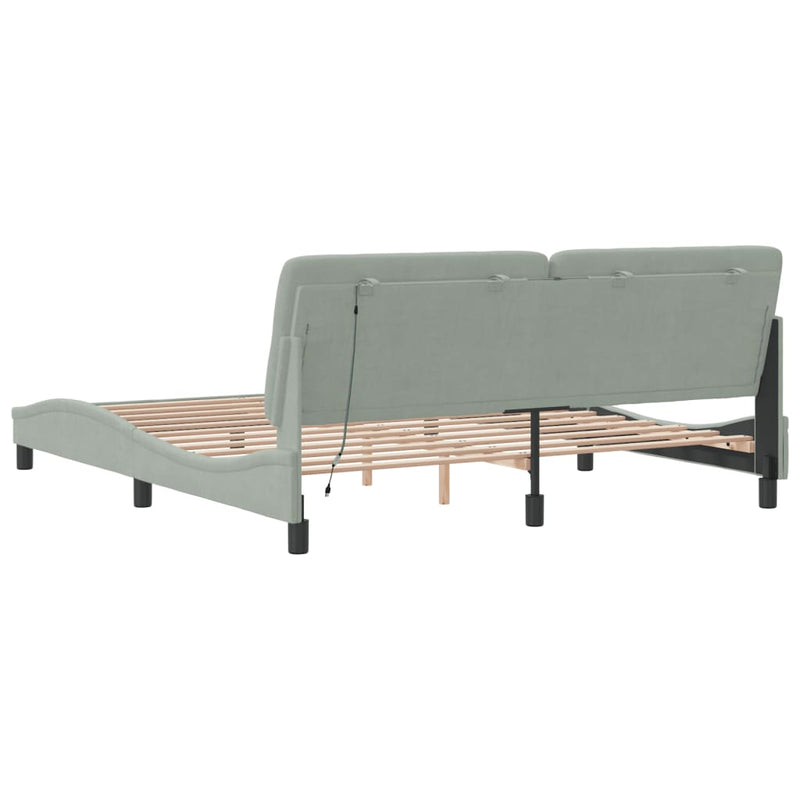 vidaXL világosszürke bársony ágykeret LED-ekkel matrac nélkül 180 x 200 cm