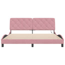 vidaXL rózsaszín bársony ágykeret LED-ekkel matrac nélkül 180 x 200 cm